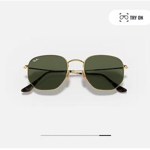Ray-ban Hexagonal Flat Lenses Frame:Polished Gold Lens: Green